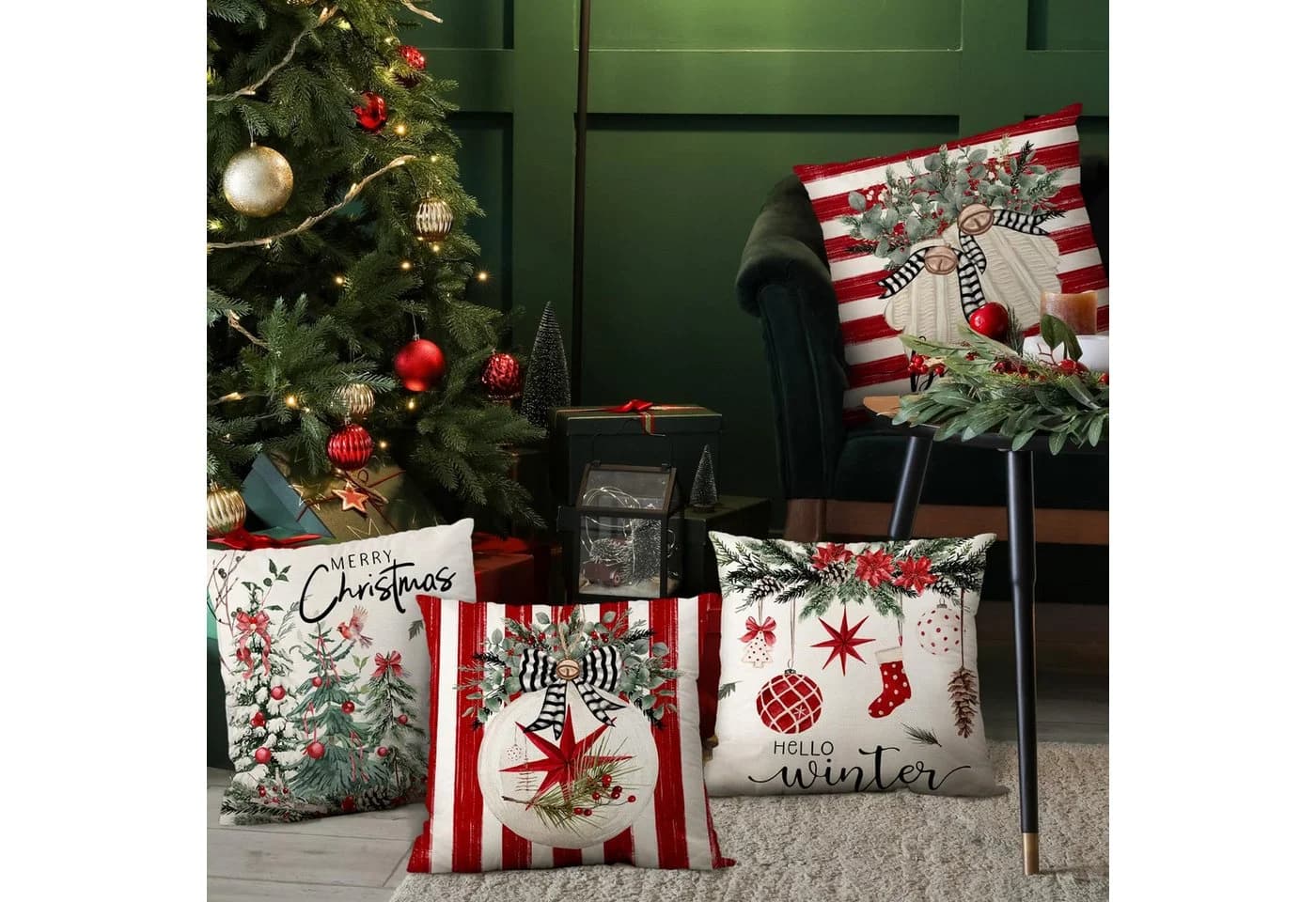 Agger Kissenbezug Set Weihnachten 45x45cm Rot - Bild 4