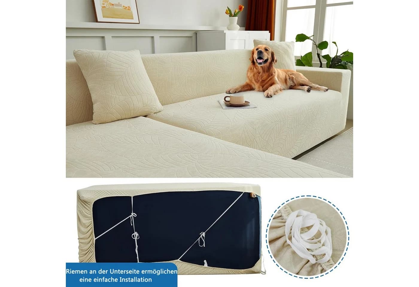 Diwzbyn Sofabezug High Stretch Beige Moderne Sofahusse - Bild 3