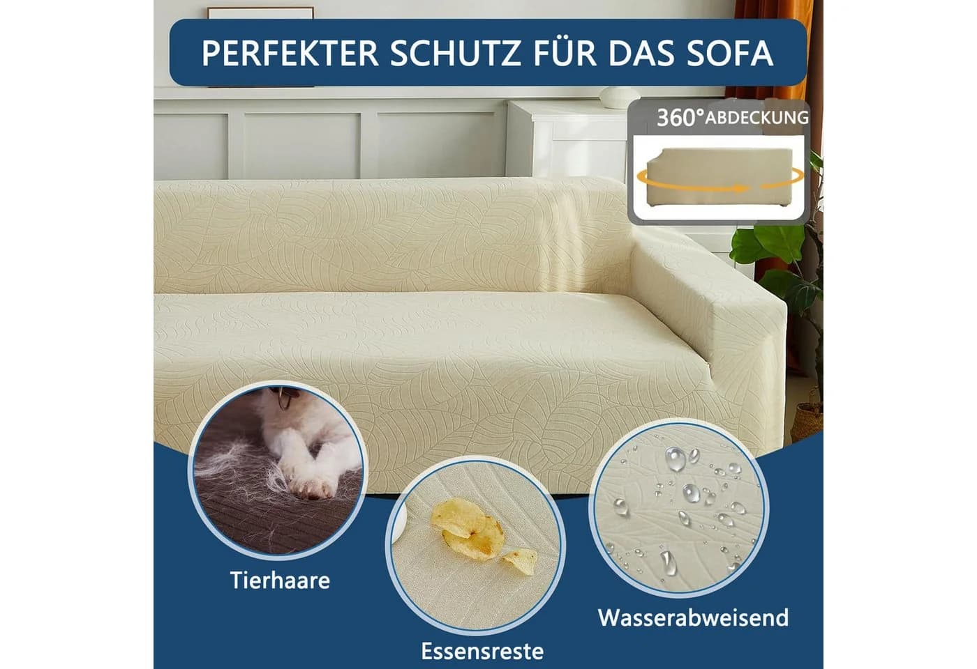 Diwzbyn Sofabezug High Stretch Beige Moderne Sofahusse - Bild 5