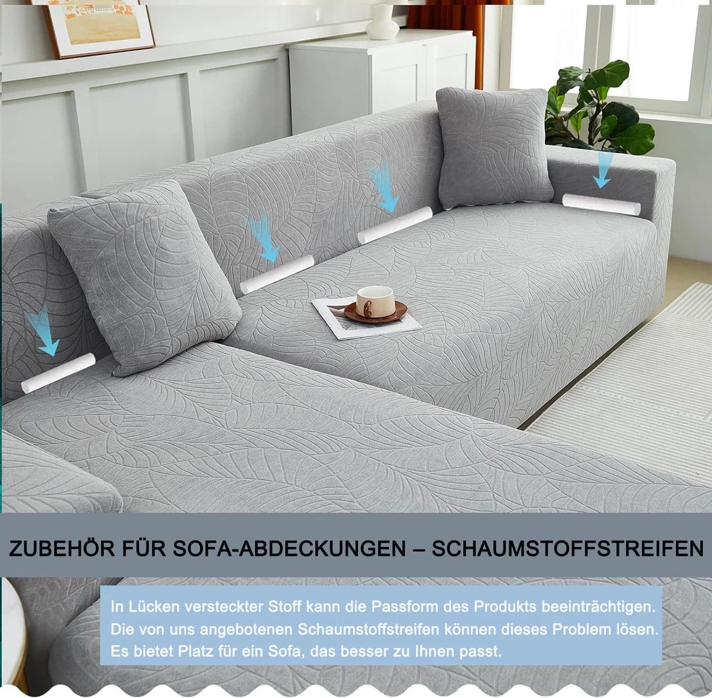 Minicloss Sofabezug Grau Modern Elastisch Jacquard-Stretch - Bild 4