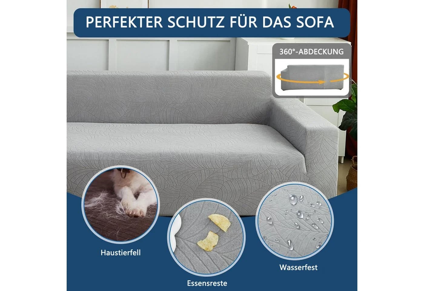Minicloss Sofabezug Grau Modern Elastisch Jacquard-Stretch - Bild 5