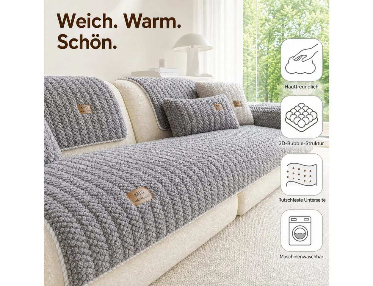 Diwzbyn Sofaschoner Beige Rutschfest Universal Waschbar