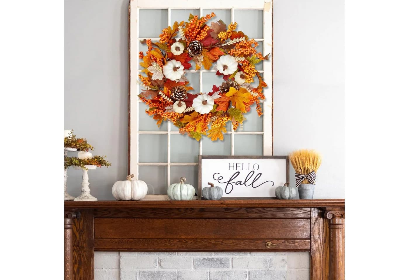 Sorvyzxn Dekokranz 45 cm Herbstkranz Orange - Bild 4