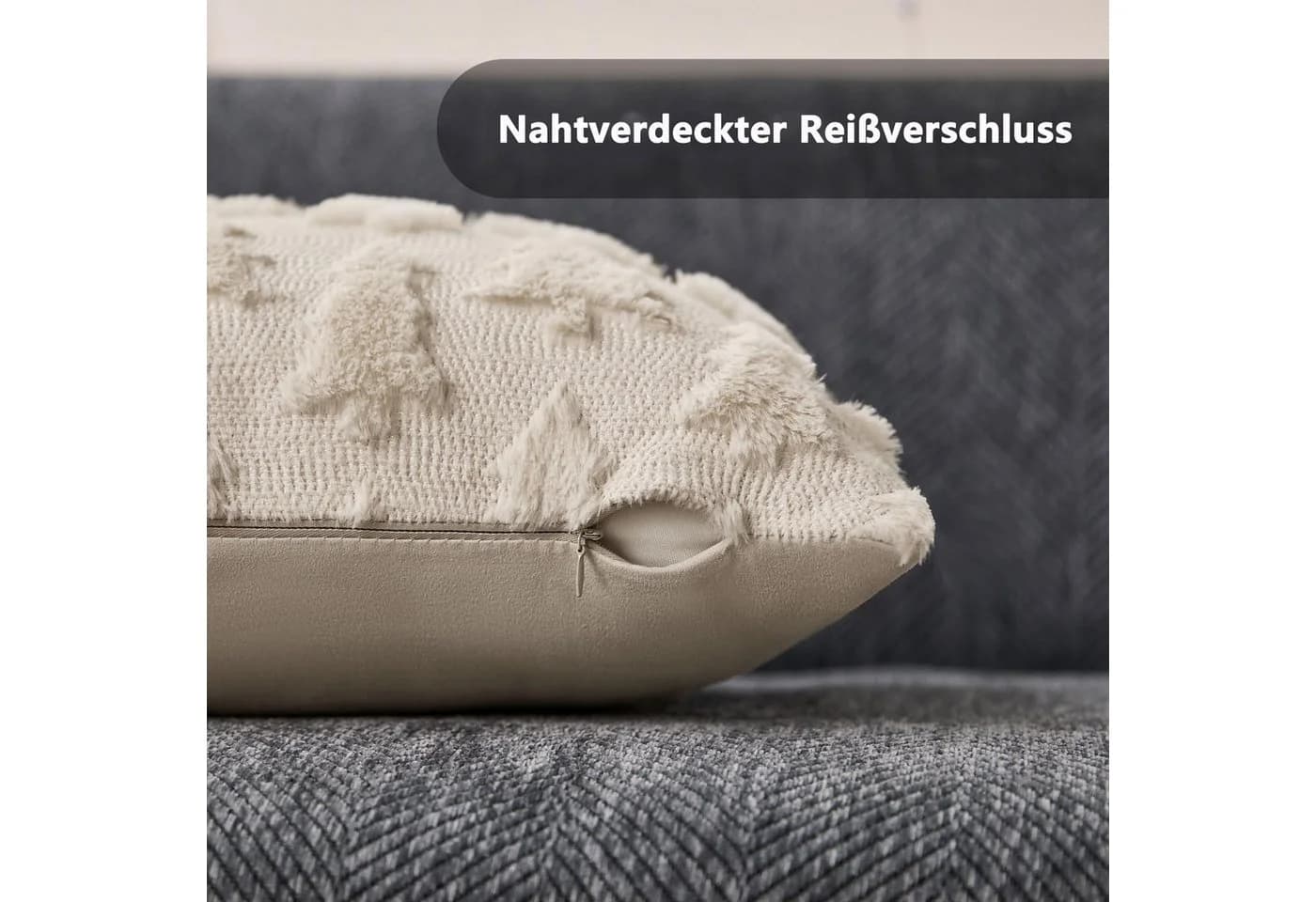 Sorvyzxn Kissenbezug Weihnachtsbaum 2er-Set Beige Plüsch - Bild 4