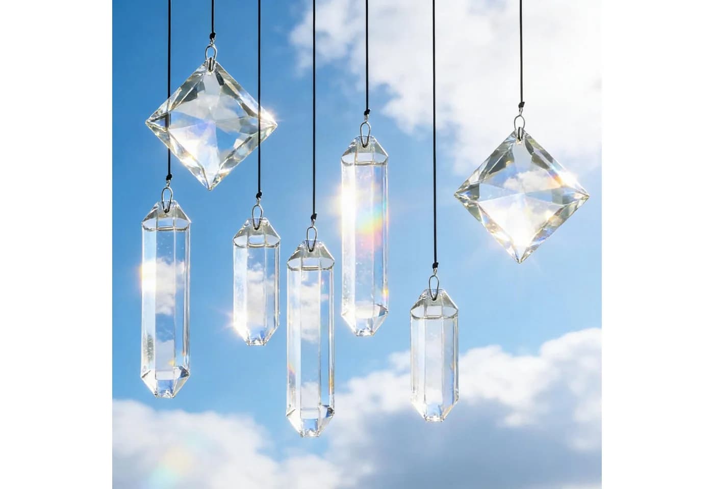 Diwzbyn 7-tlg. Kristall Sonnenfänger Set Transparent K9-Glas