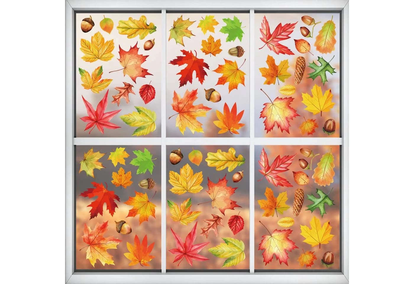 Sorvyzxn Herbst Fensterfolie Selbstklebend Bunt Blattmuster - Bild 3