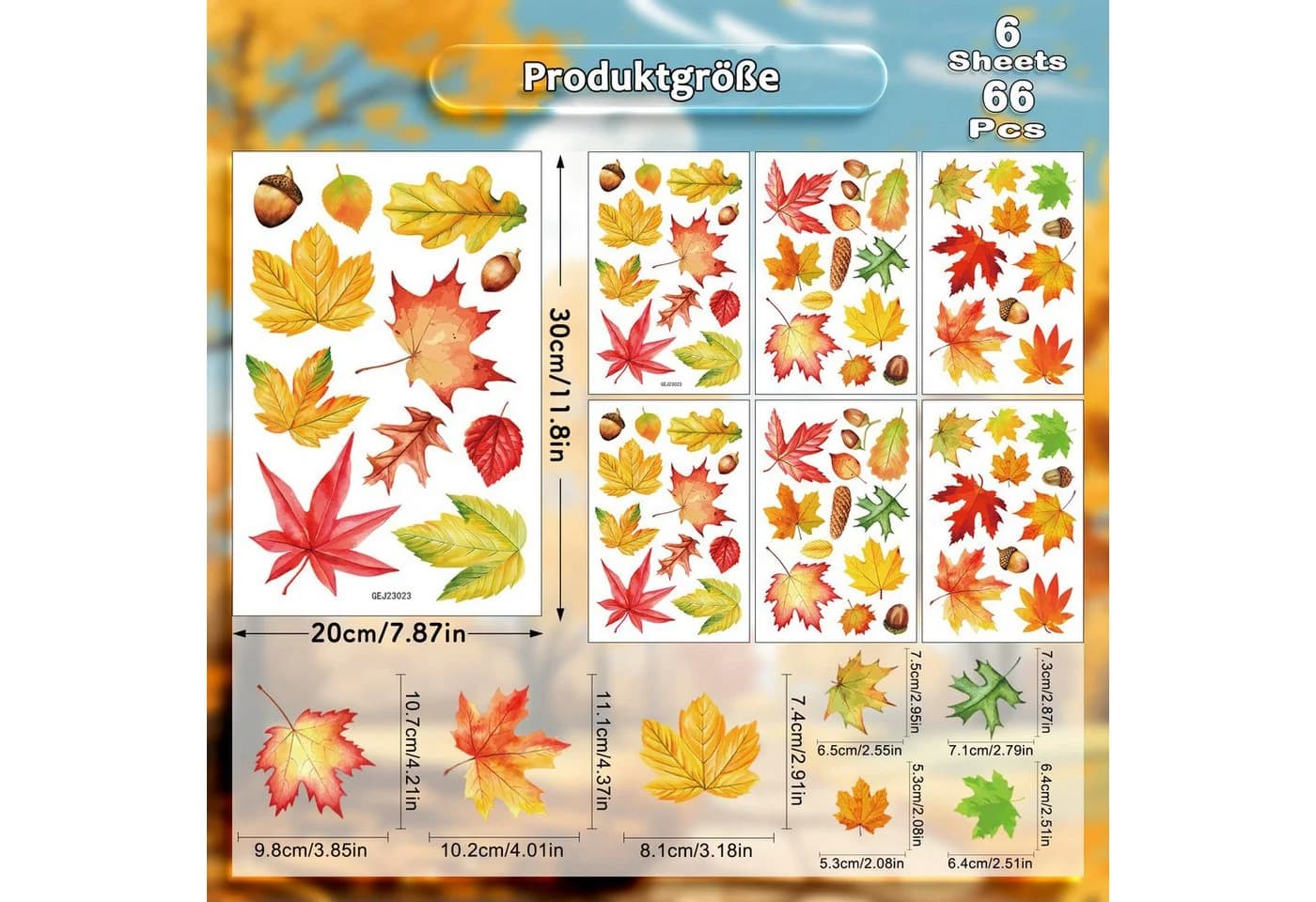 Sorvyzxn Herbst Fensterfolie Selbstklebend Bunt Blattmuster - Bild 4
