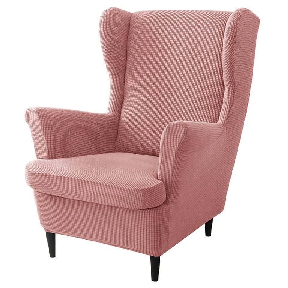 Diwzbyn Sesselhusse 2-Teilig Ohrensessel Überzug Rosa Jacquard - Bild 2