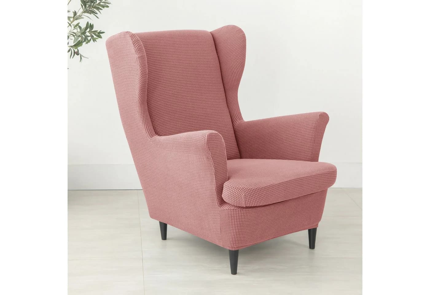 Diwzbyn Sesselhusse 2-Teilig Ohrensessel Überzug Rosa Jacquard - Bild 3