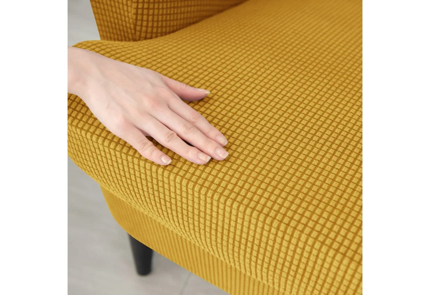 Diwzbyn Sesselhusse 2-Teilig Ohrensessel Überzug Gelb Jacquard - Bild 5