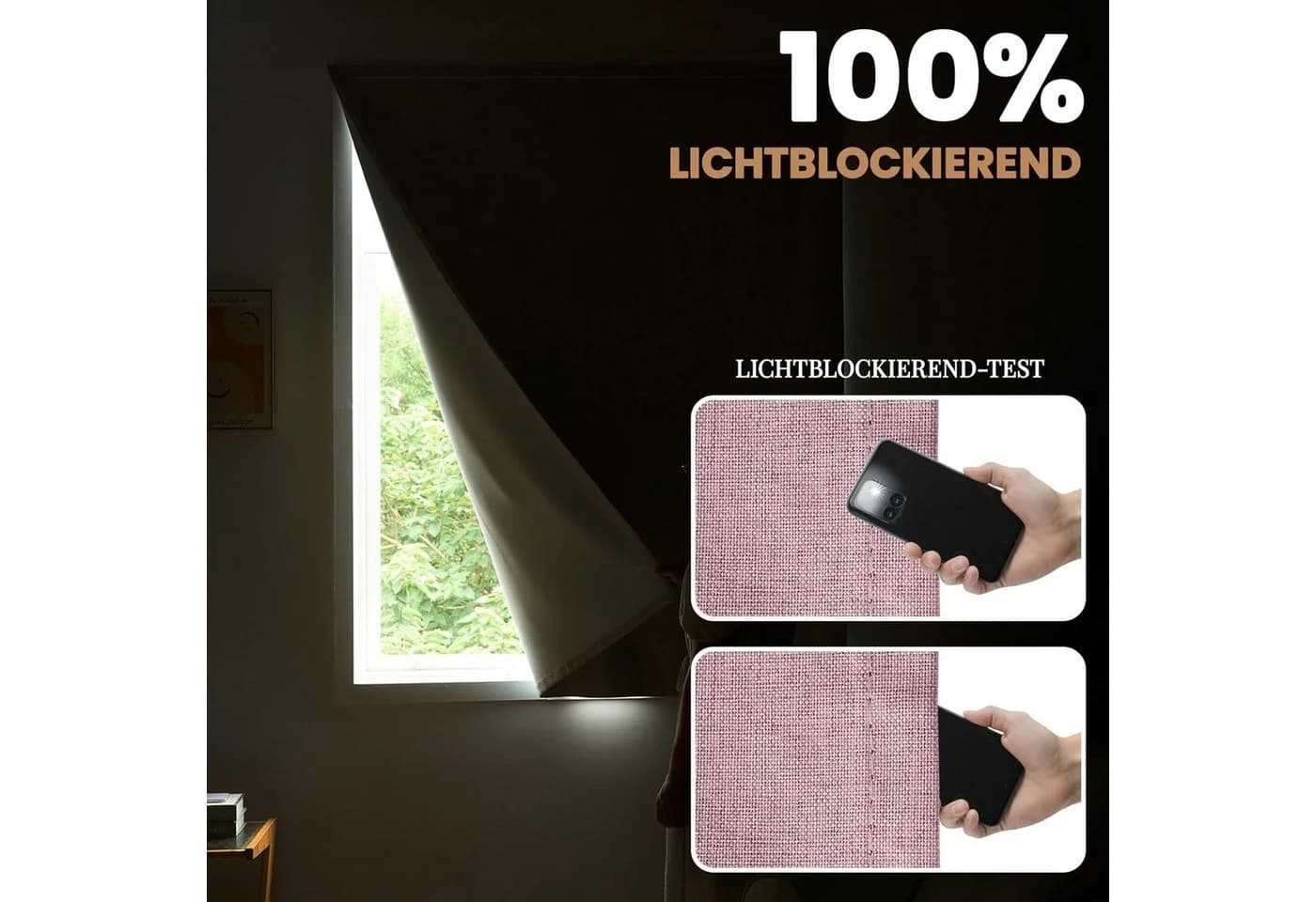Diwzbyn Verdunklungsrollo Selbstklebend Grau 100% Lichtundurchlässig - Bild 5