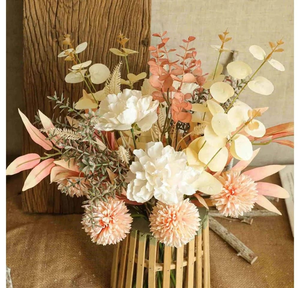 Diwzbyn Kunstblumenstrauß Seide Hortensien & Pfingstrosen Deko