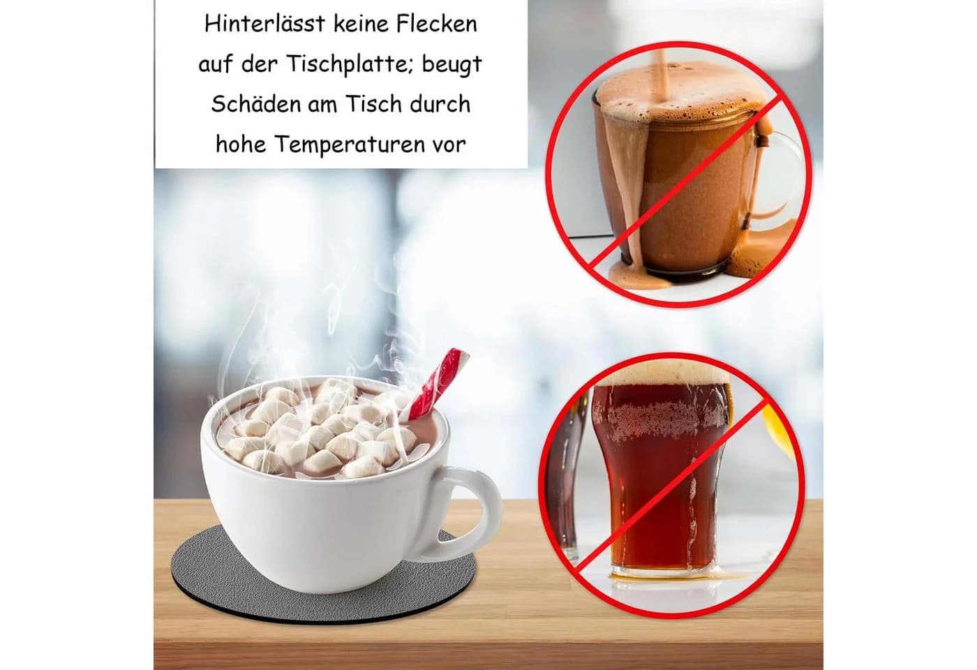 Diwzbyn Getränkeuntersetzer 12er Grau/Schwarz Leder Optik - Bild 5