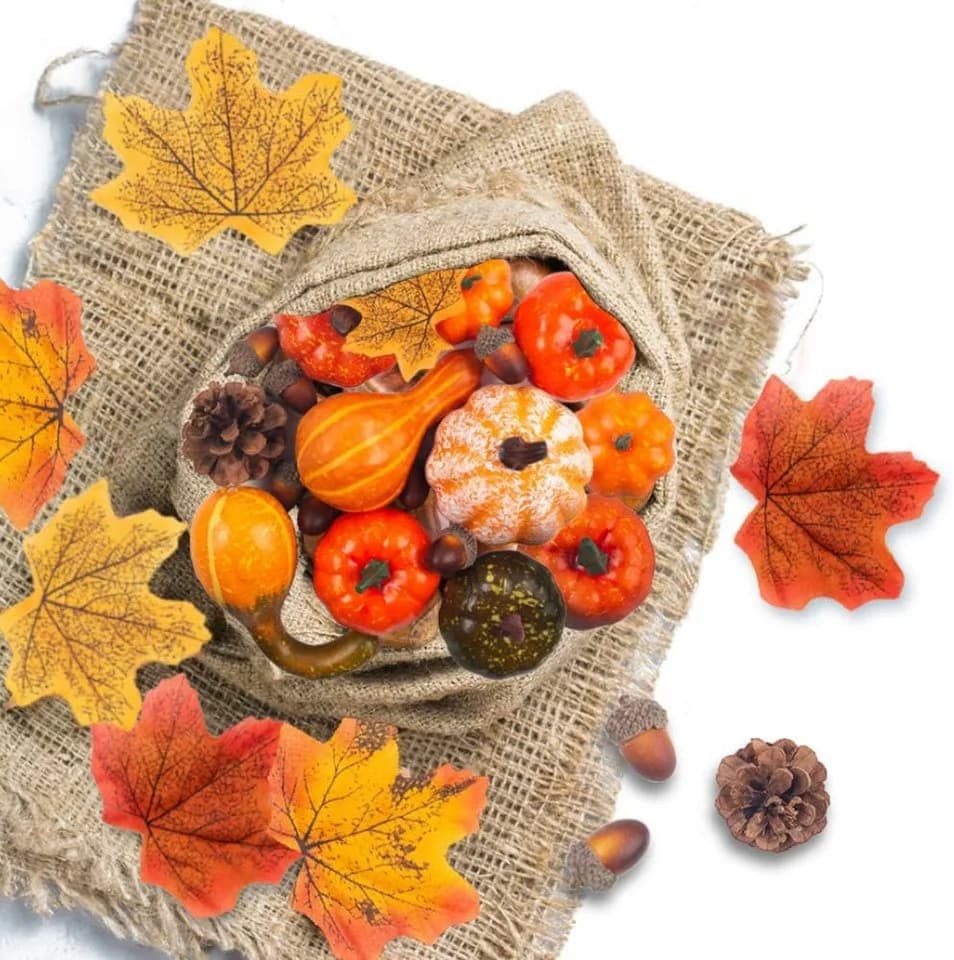 Sorvyzxn Dekohänger 50 Stück Künstliche Kürbis Herbstdeko Set - Bild 2