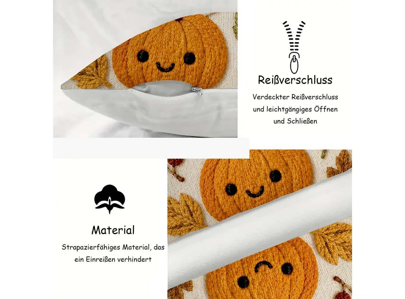 Sorvyzxn Kissenhüllen Halloween-Set 2 Stück 45x45 cm Baumwolle Polyester - Bild 4