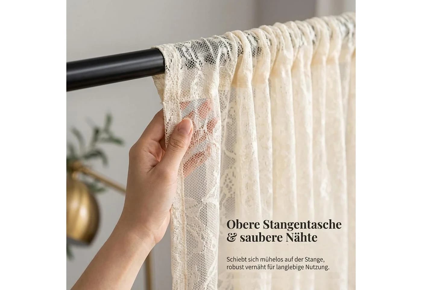 Diwzbyn Spitzenvorhang Transparent Rüschen Blumenmuster - Bild 3