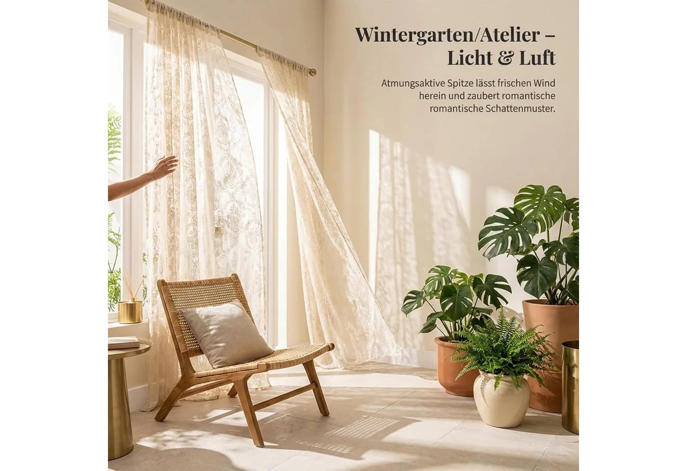 Diwzbyn Spitzenvorhang Transparent Rüschen Blumenmuster - Bild 5