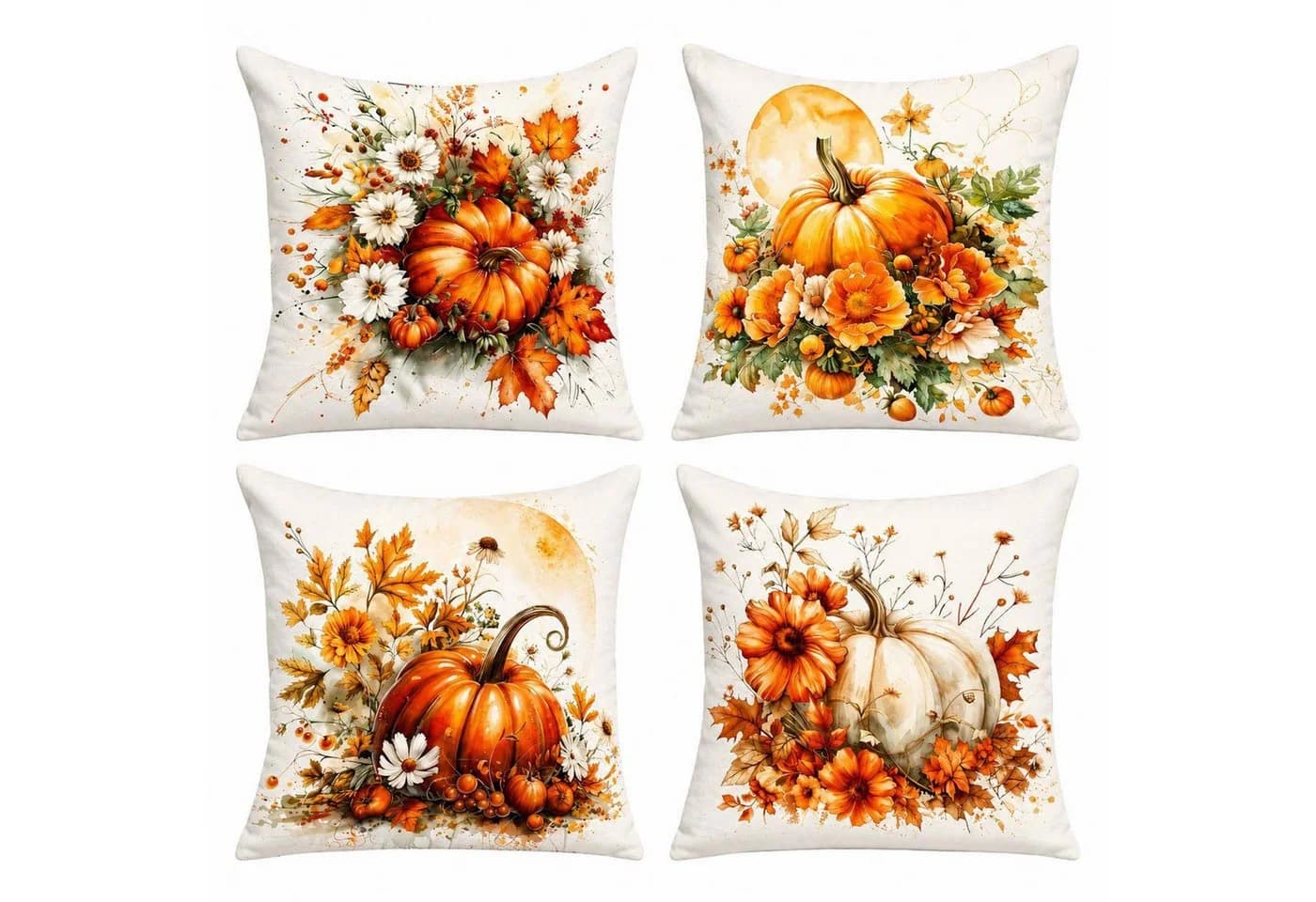 Sorvyzxn Kissenbezug 4er Set Herbst Kürbis Orange 45x45 cm - Bild 2
