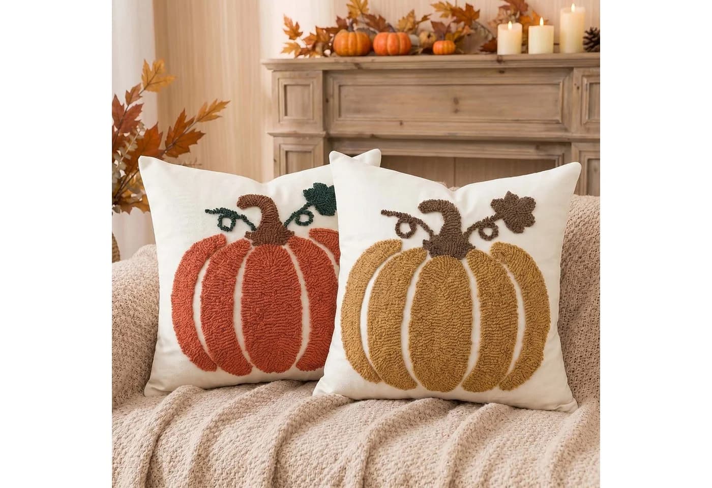 Diwzbyn Halloween Kissenbezug Kürbis Muster Grau Orange - Bild 4