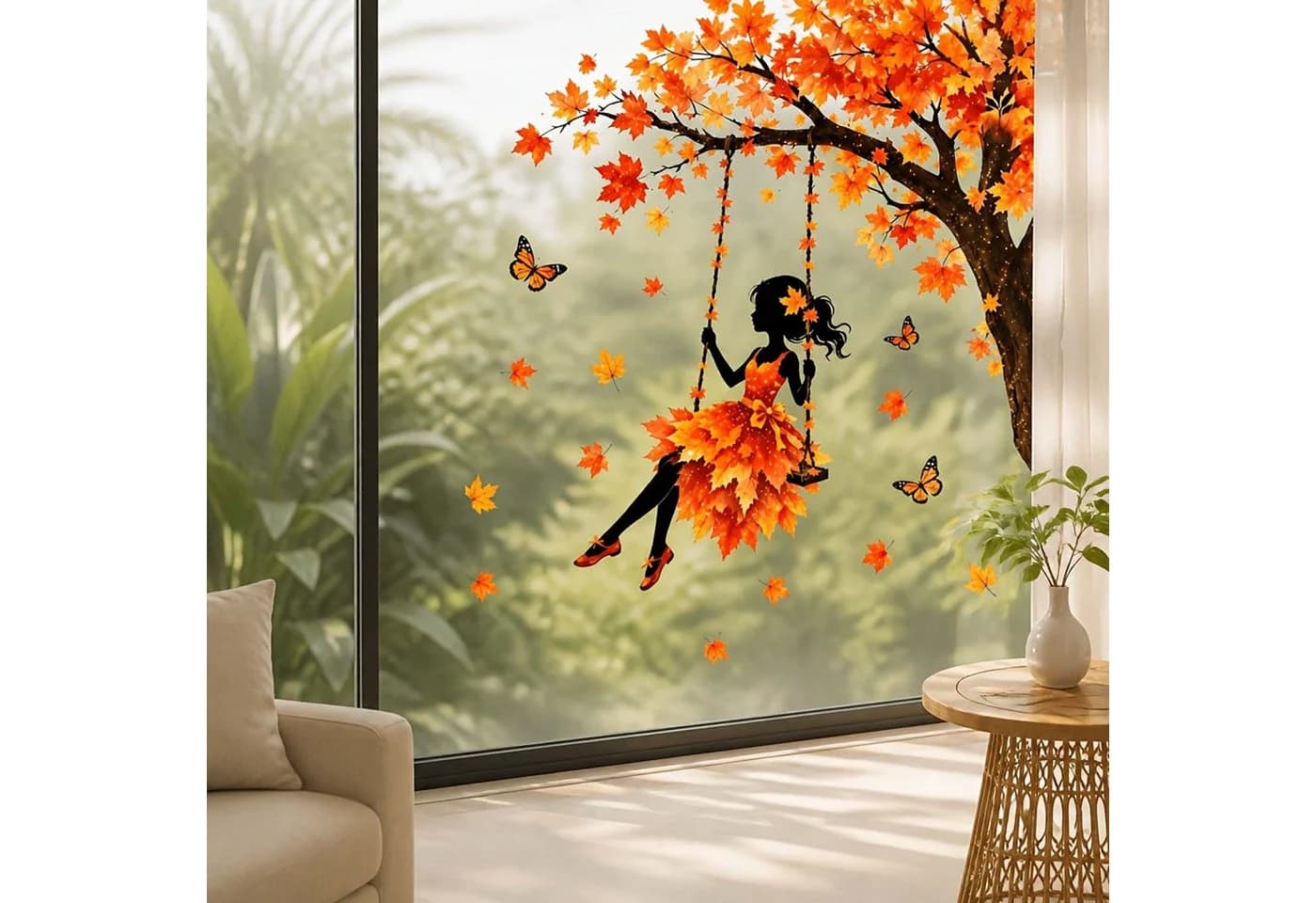 Sorvyzxn Fensterbild Herbstliches Erntemotiv Bunt Statisches PVC