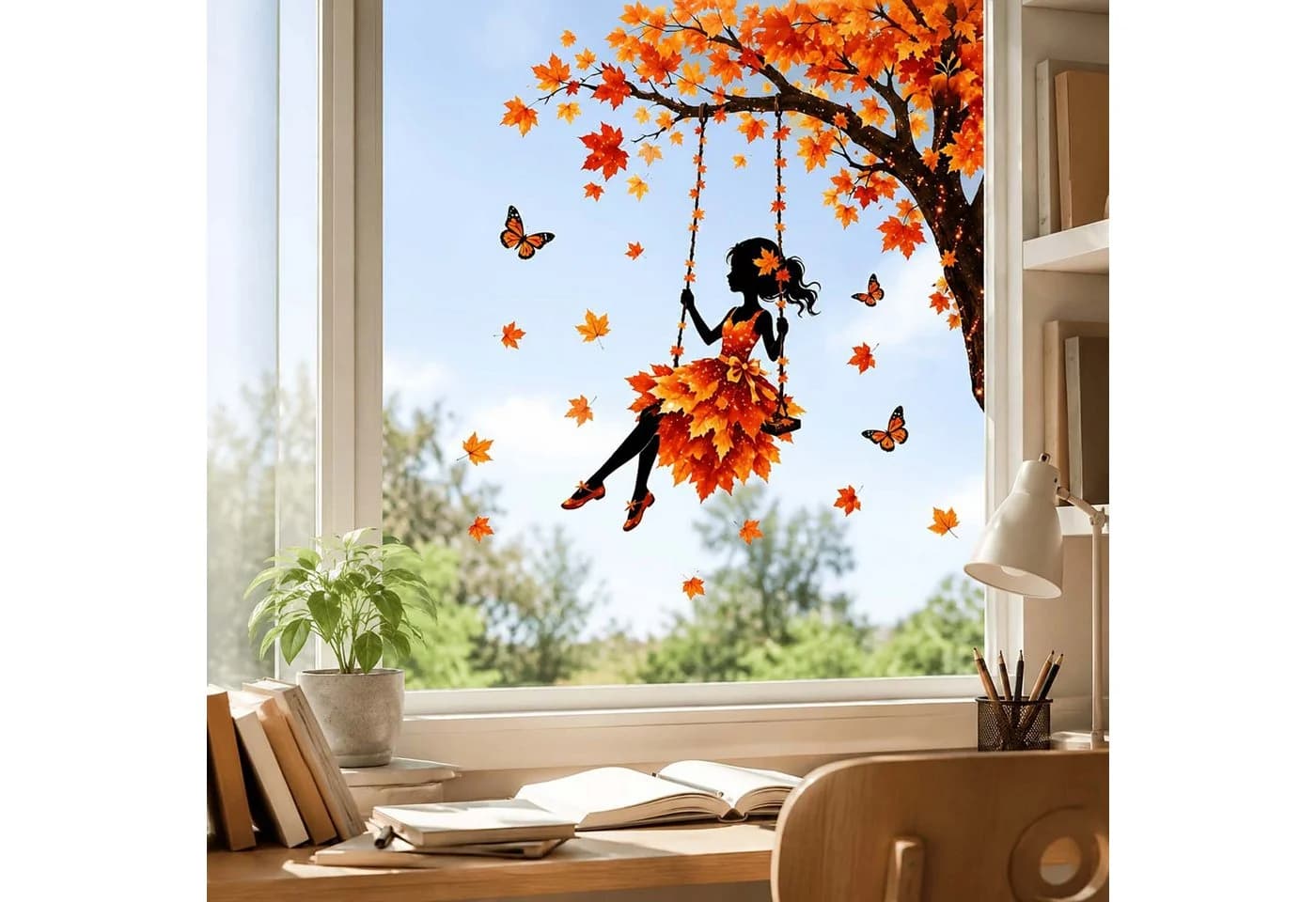 Sorvyzxn Fensterbild Herbstliches Erntemotiv Bunt Statisches PVC - Bild 3