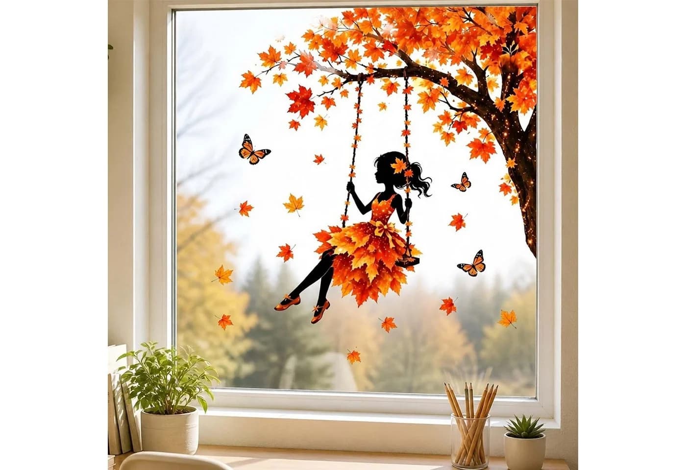 Sorvyzxn Fensterbild Herbstliches Erntemotiv Bunt Statisches PVC - Bild 4