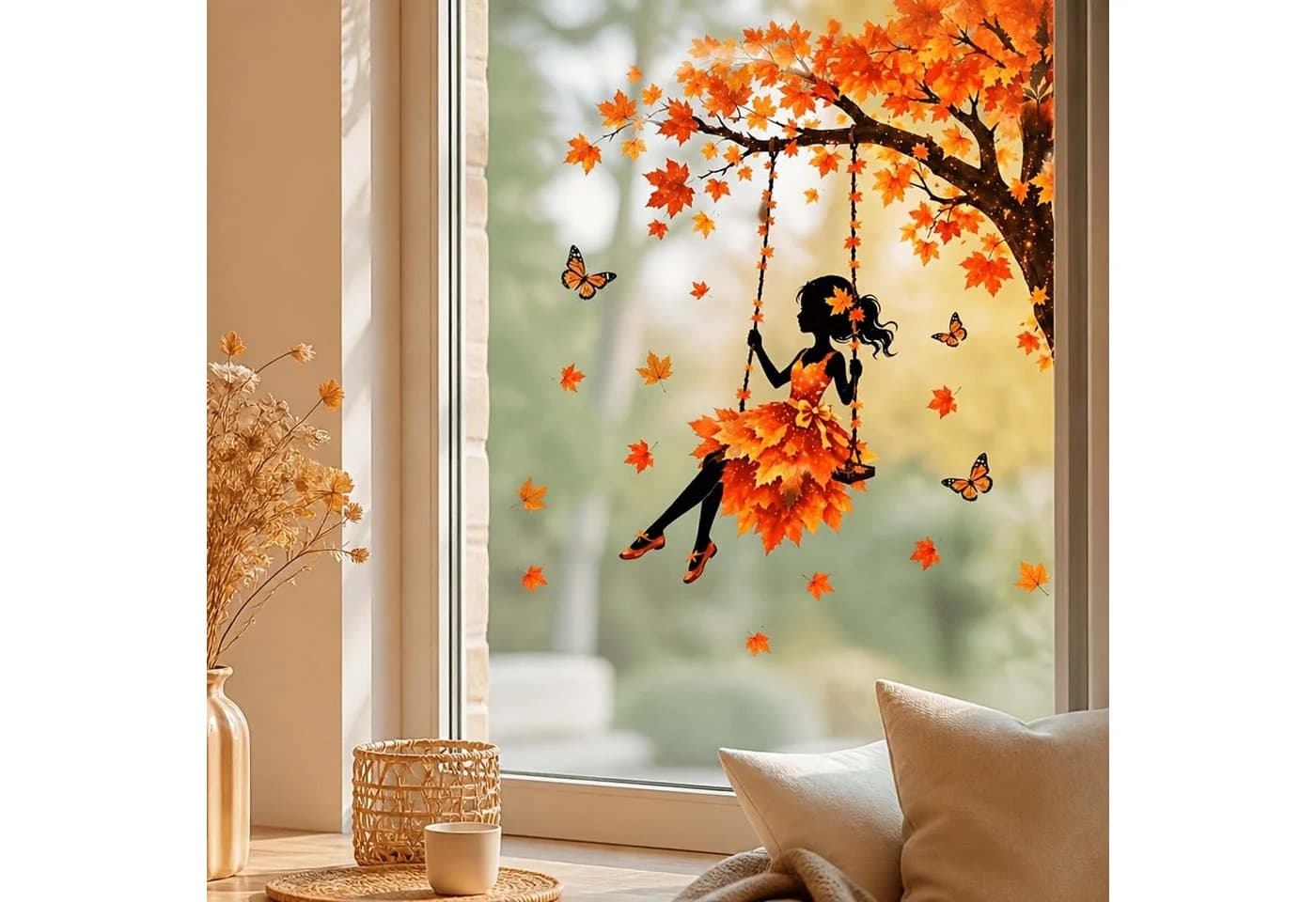 Sorvyzxn Fensterbild Herbstliches Erntemotiv Bunt Statisches PVC - Bild 5