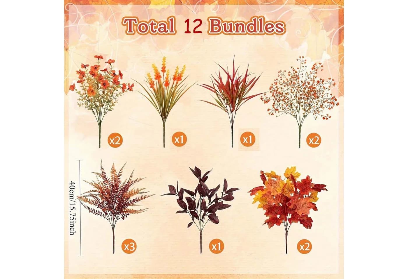 Sorvyzxn Kunstblumenstrauß 12/16st Herbst Deko Bunt