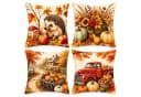Zyronn Kissenbezug 4er-Set Herbst Kürbis Motiv Polyester Bild 2