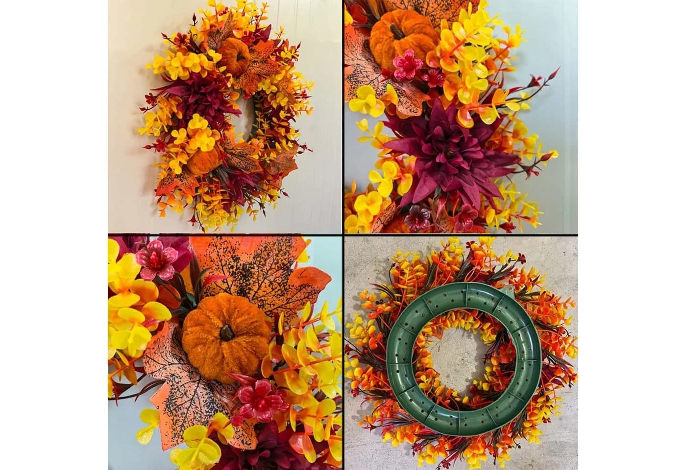 Diwzbyn Herbstkranz mit Kürbis-Cluster Orange/Gelb - Bild 5