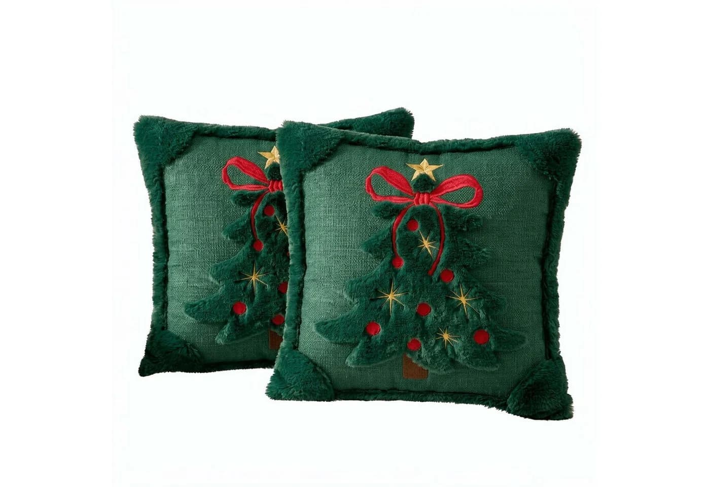 Sorvyzxn Kissenbezug 2er-Set 3D-Jacquard Weihnachtsbaum Grün - Bild 2