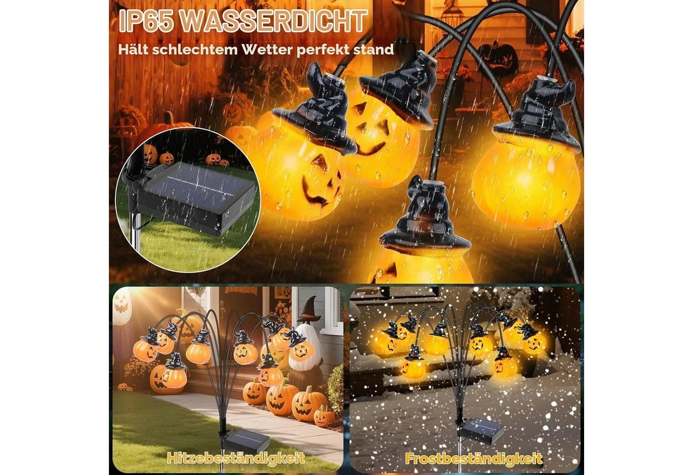 nsihing Solarleuchte Halloween Kürbis Orange Garten - Bild 3