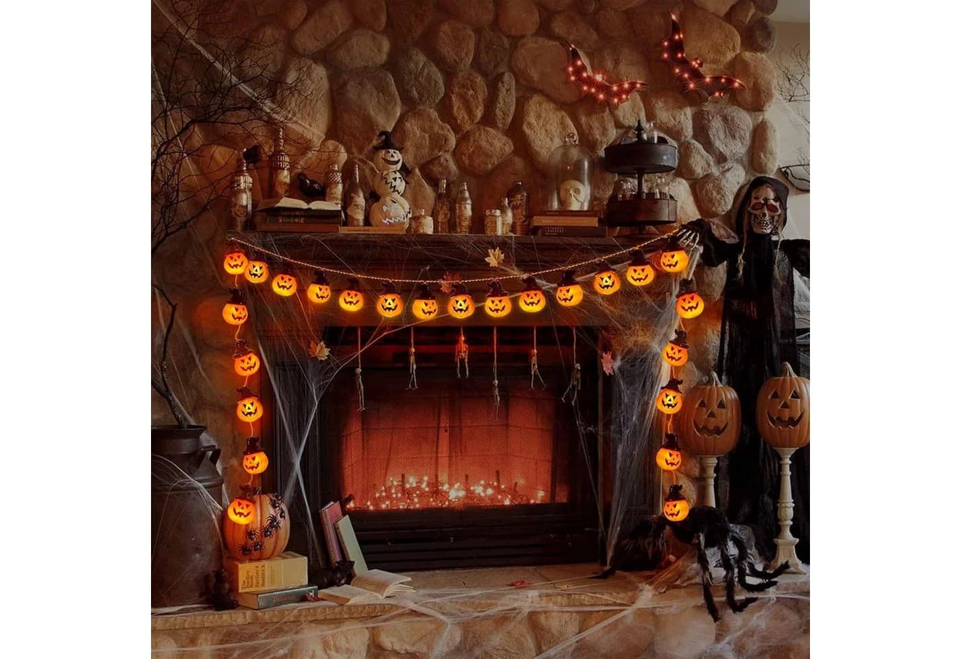 nsihing LED-Lichterkette Halloween-Kürbis 300cm Batteriebetrieben - Bild 5