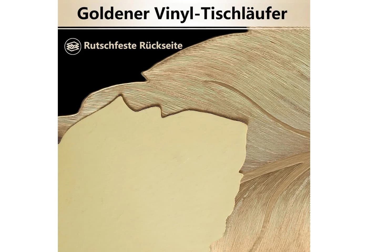 Diwzbyn Tischläufer Blattmuster Silber PVC Hitzebeständig