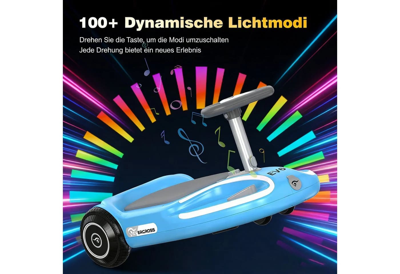 EVERCROSS TECH Elektro-Kinderauto EV6 360°-Drehung Bluetooth-Musik - Bild 5