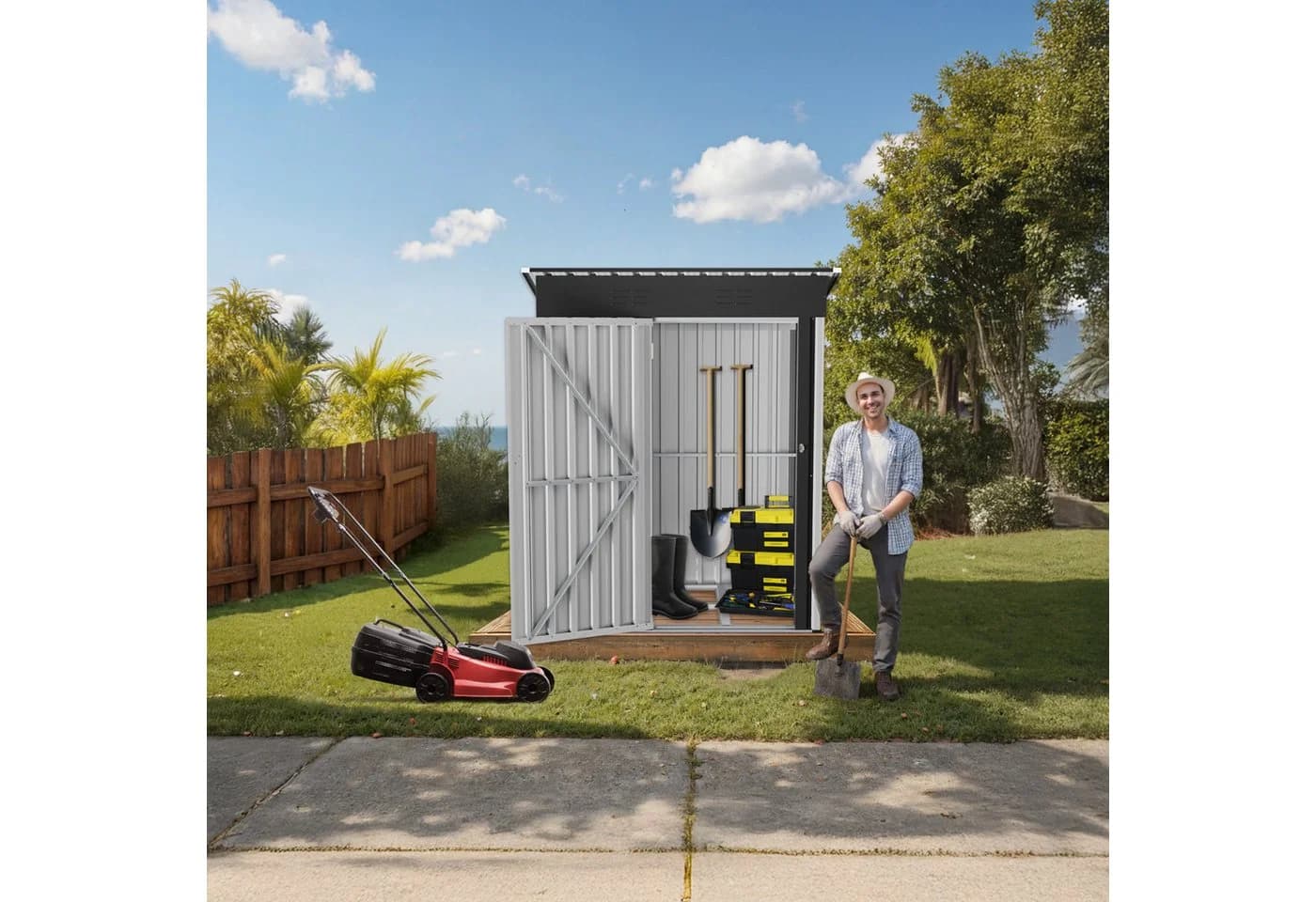 HOMAVO Gerätehaus mit Pultdach Metall Gartenhaus - Bild 5