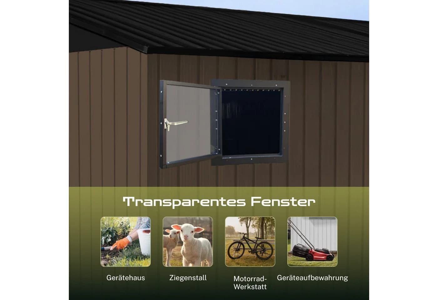 HOMAVO Gerätehaus mit Pultdach Metall Gartenhaus - Bild 3