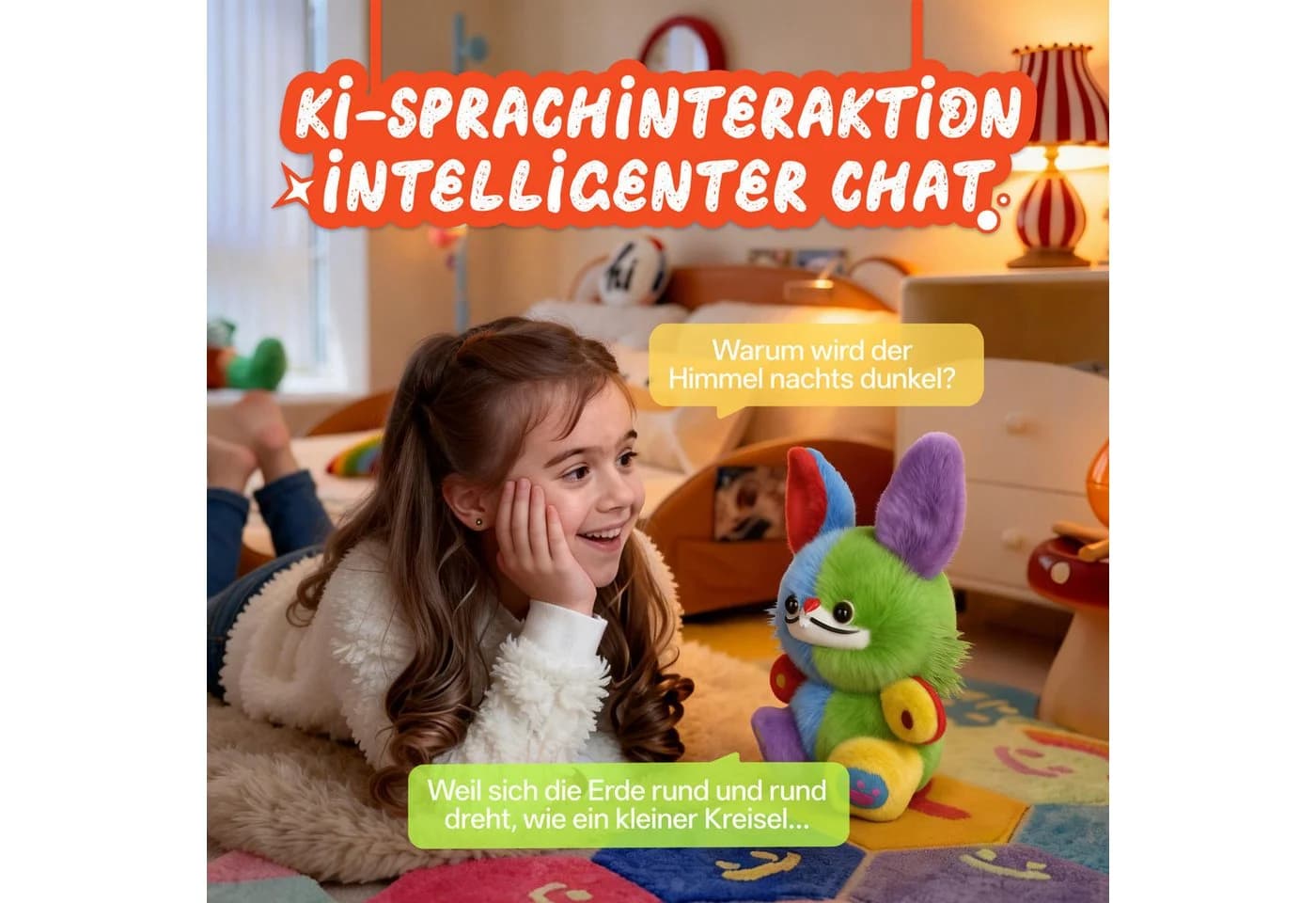 HOMAVO KI Kuscheltier mit ChatGPT-5, 18 Sprachen, Märchen & Kindersicherung