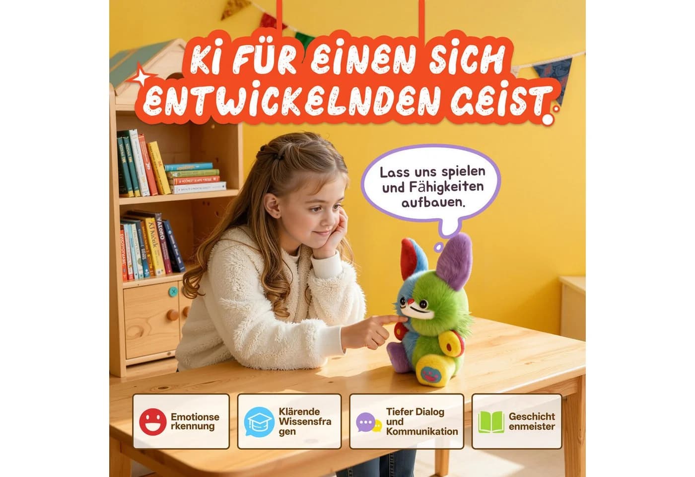 HOMAVO KI Kuscheltier mit ChatGPT-5, 18 Sprachen, Märchen & Kindersicherung - Bild 3