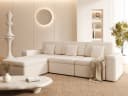HOMAVO Ecksofa Schlafsofa Beige Chenille Modulsofa mit Stauraum Bild 2