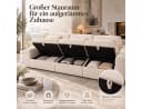 HOMAVO Ecksofa Schlafsofa Beige Chenille Modulsofa mit Stauraum Bild 4
