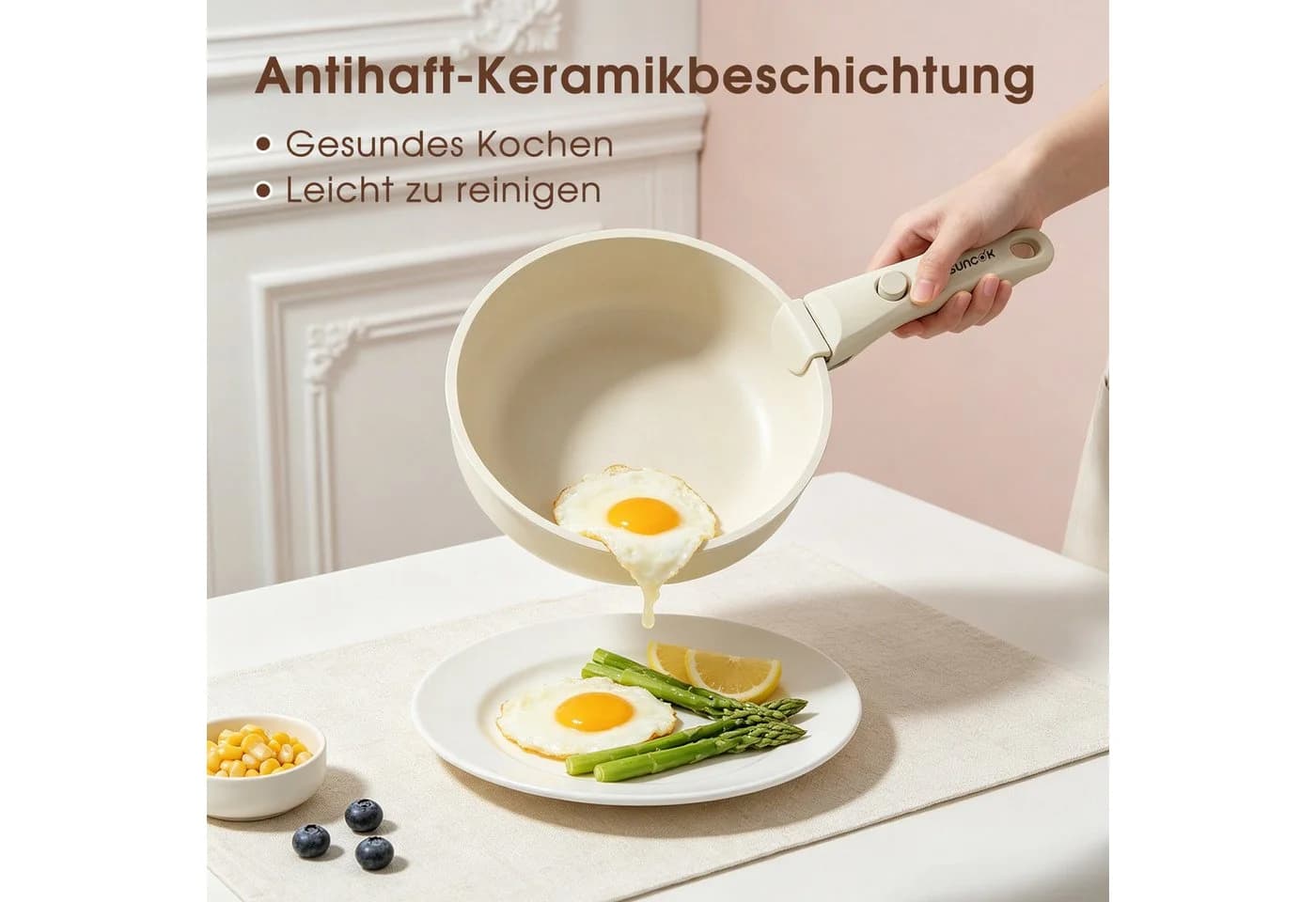 SUNCOK 19-teiliges Topf-Set mit Keramik-Beschichtung und abnehmbaren Griffen - Bild 3