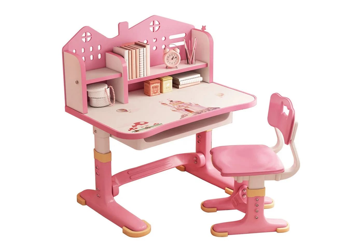 Rutaqian Kinderschreibtisch mit Stuhl Rosa Höhenverstellbar - Bild 2