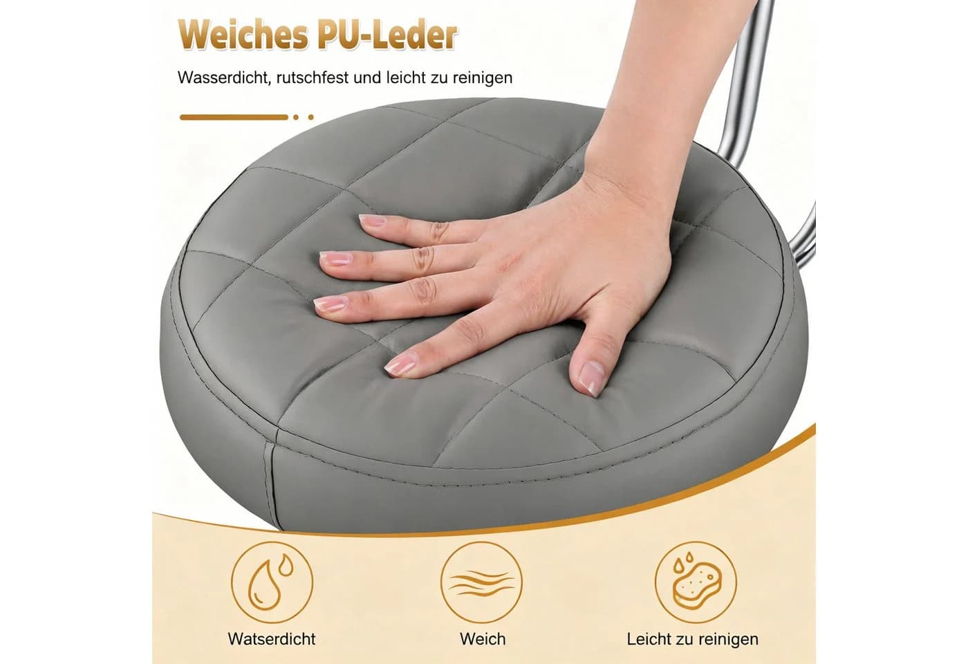Rutaqian Drehhocker mit Rollen und Rückenlehne - Bild 5