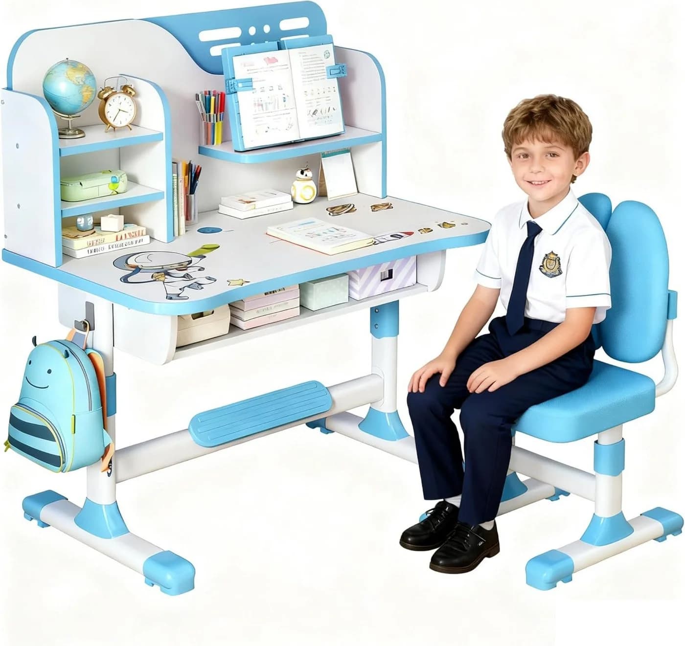 Rutaqian Kinderschreibtisch Kinderschreibtischstuhl Set für Kinder, höhenverstellbar 105 und 111 cm - Bild 2