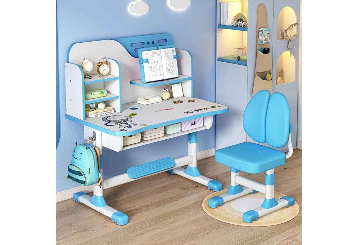 Rutaqian Kinderschreibtisch Kinderschreibtischstuhl Set für Kinder, höhenverstellbar 105 und 111 cm - Bild 4