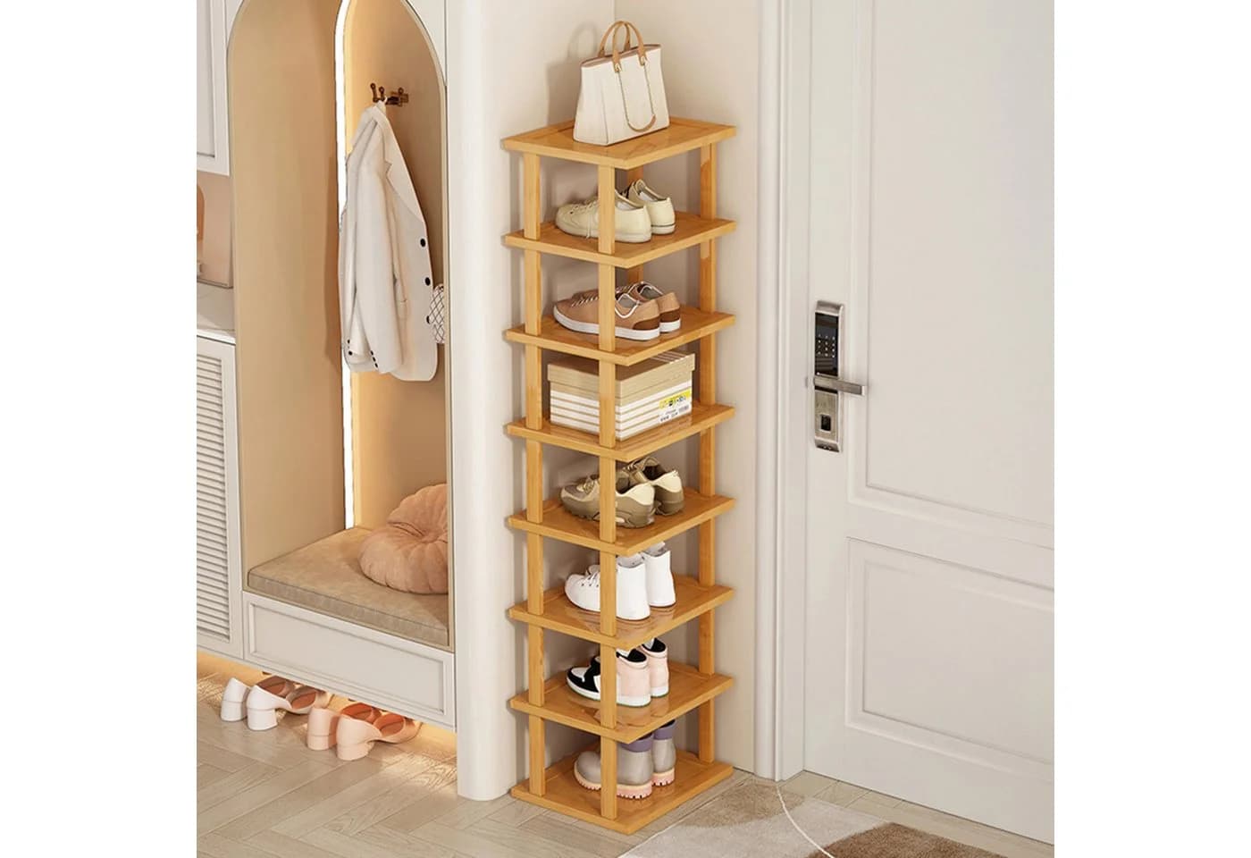Rutaqian Schuhregal Vertikales Schuhregal 5/7/8 Stöckig Holz Freistehend - Bild 4