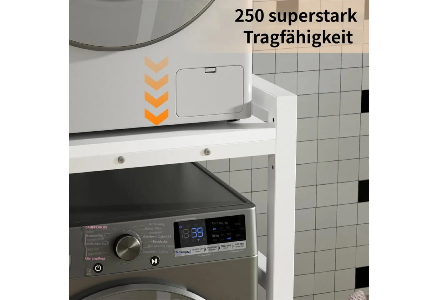 Rutaqian Waschmaschinenunterschrank Weiß Höhenverstellbar - Bild 5