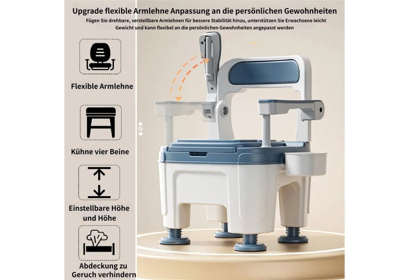 Rutaqian Toilettenstuhl Höhenverstellbar für Senioren - Bild 3