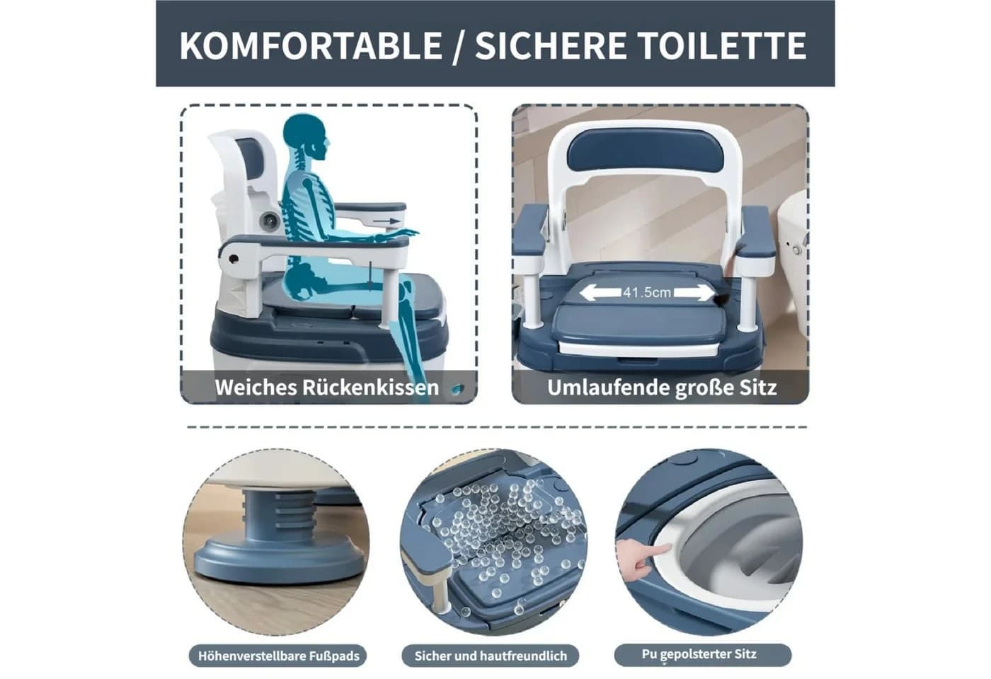 Rutaqian Toilettenstuhl Höhenverstellbar für Senioren - Bild 4